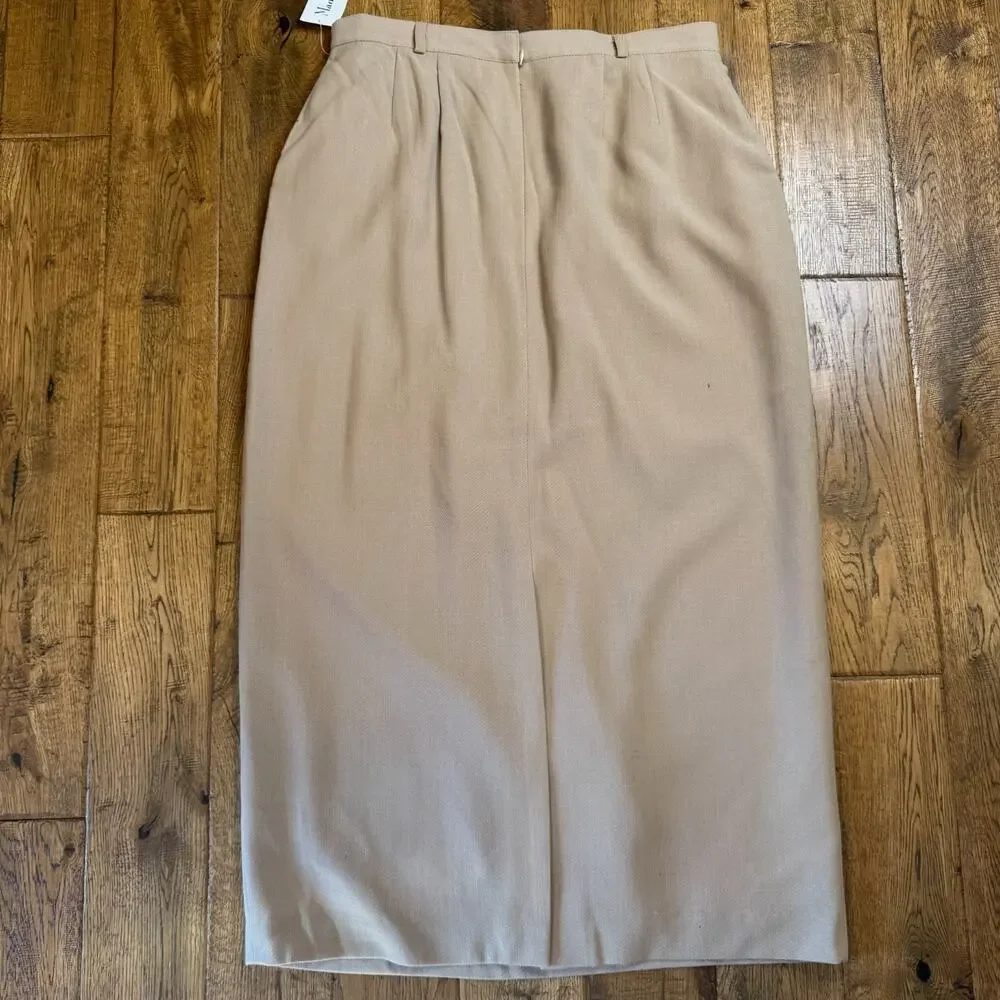 NWT Madison Studio Basic Wool Skirt Lined Long Length Camel Tan Womens Size 16 - Picture 7 of 7